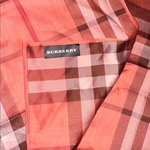 Burberry Coral and Chocolate Plaid Handkerchief New